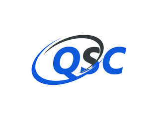 QSC letter creative modern elegant swoosh logo design