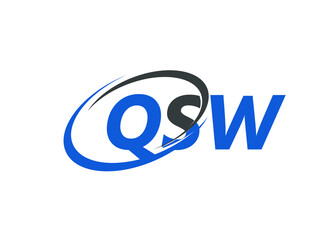 QSW letter creative modern elegant swoosh logo design