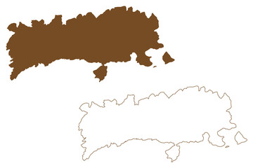 Halki island (Hellenic Republic, Greece, Greek island, Dodecanese archipelago) map vector illustration, scribble sketch Chalce or Chalki map