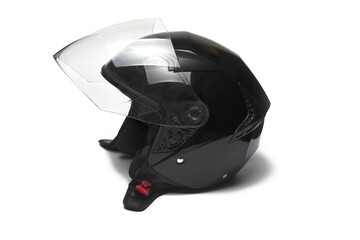 side black jet motorcycle helmet white background