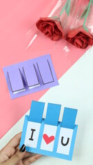 Heart Shape Greeting Card for Valentine's Day Gift - I LOVE U Card