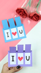 Heart Shape Greeting Card for Valentine's Day Gift - I LOVE U Card