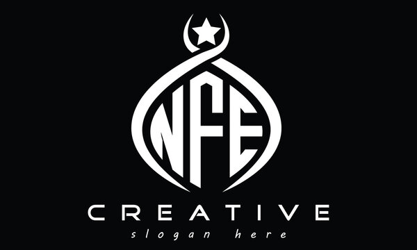 NFE three letters monogram curved oval initial logo design, geometric minimalist creative logo, vector template