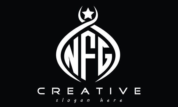 NFG three letters monogram curved oval initial logo design, geometric minimalist creative logo, vector template