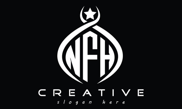 NFH three letters monogram curved oval initial logo design, geometric minimalist creative logo, vector template