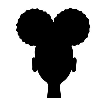 recommend clip art: black graceful silhouette of the head of an african woman with two puff hairstyle