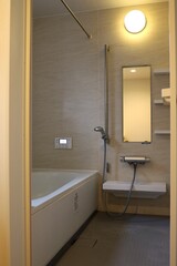 Inside a Japanese detached house. Bathroom, washroom