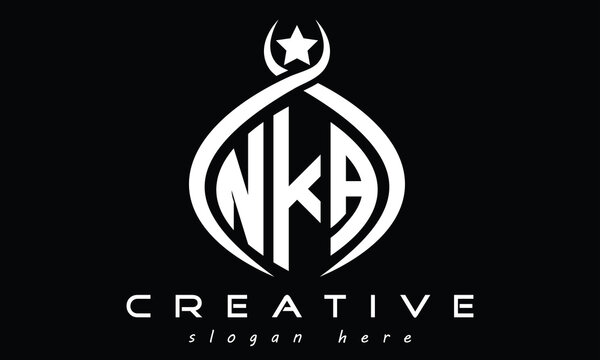 NKA three letters monogram curved oval initial logo design, geometric minimalist creative logo, vector template