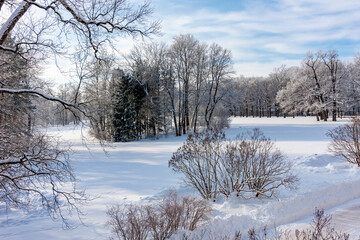 Catherine park in winter, Tsarskoe Selo (Pushkin), St. Petersburg, Russia