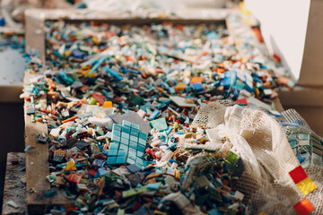 Multi colored colorful pieces of smalt glass for mosaic