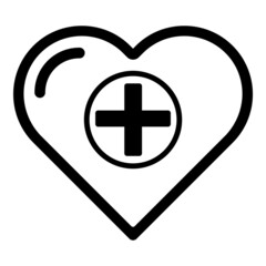 Heart Plus Flat Icon Isolated On White Background