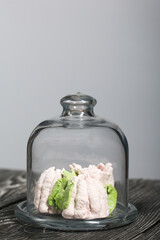 Marshmallow tulips. Zephyr flowers. Sprinkled with powdered sugar.