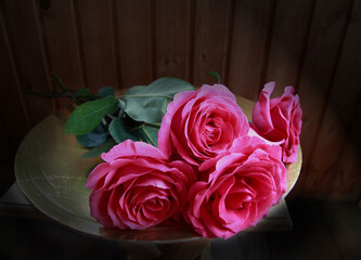 Beautiful bouquet from scarlet roses