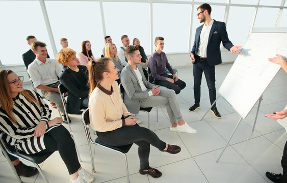 image of a working group at a business presentation in a conference room.