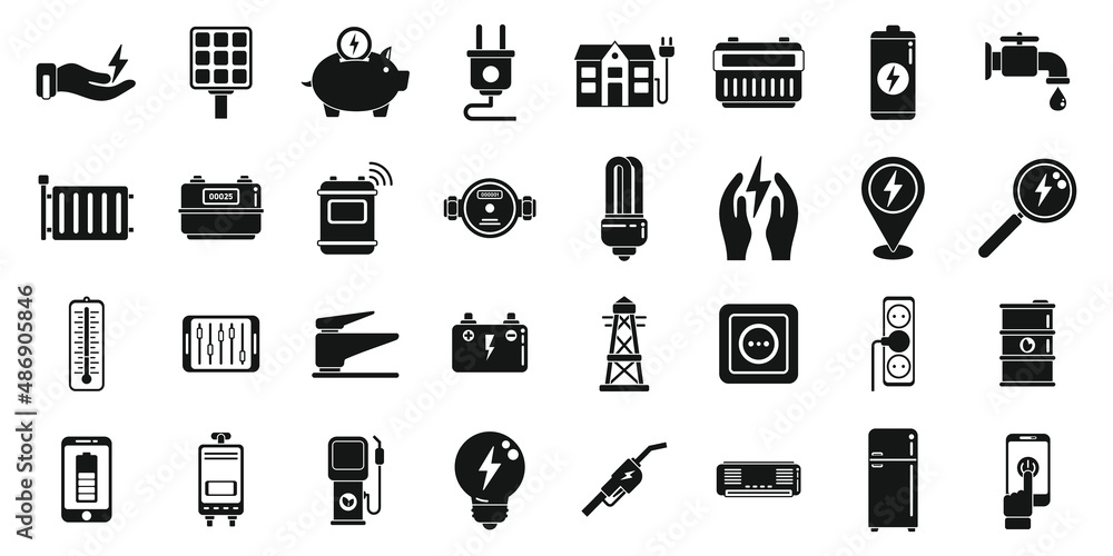 Poster smart consumption icons set simple vector. vehicle autonomous