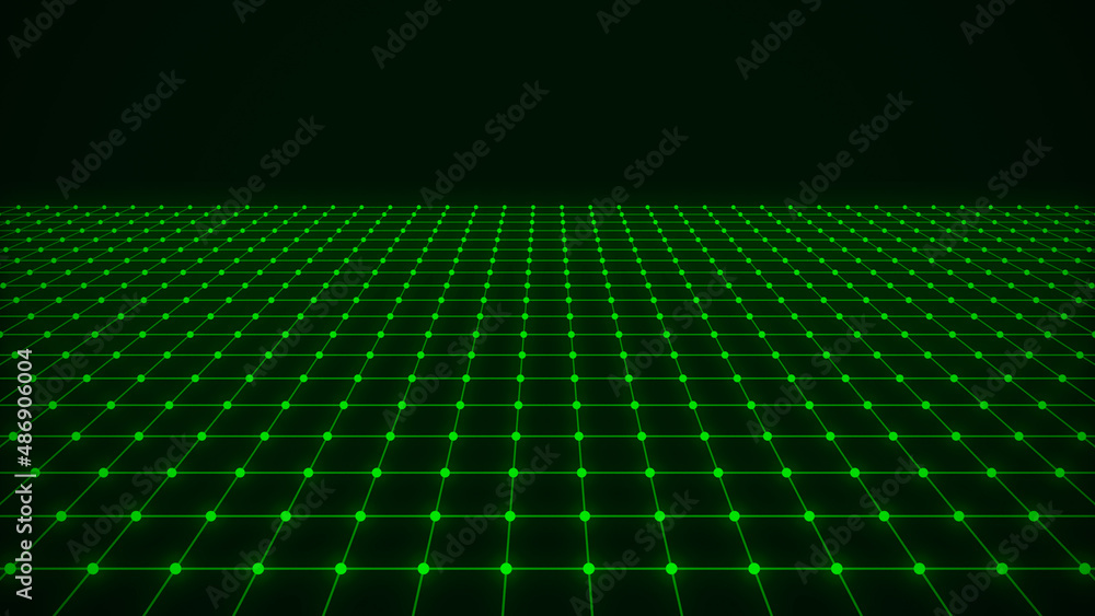 Poster technology perspective grid. digital space wireframe landscape. blue mesh on a black background. 3d 