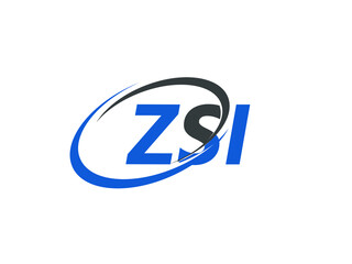 ZSI letter creative modern elegant swoosh logo design