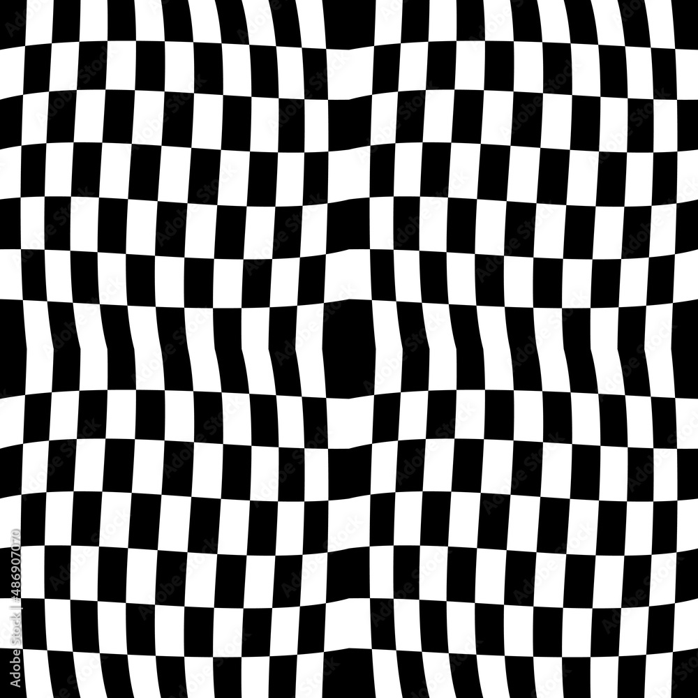Aufkleber Black checker canvas pattern. Repeated wavy checker seamless sample.
