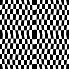 Black checker canvas pattern. Repeated wavy checker seamless sample.