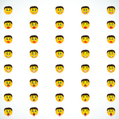 Funny set of emoticon smile icons. Cartoon emoji set. Vector emoticon set