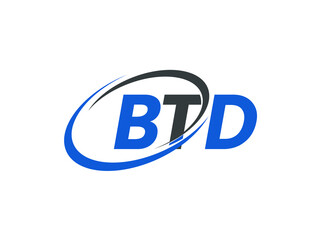 BTD letter creative modern elegant swoosh logo design