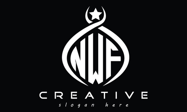 NWF three letters monogram curved oval initial logo design, geometric minimalist creative logo, vector template	