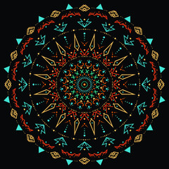 Dot mandala for acrylic painting. Spot painting point to point. Abstract design of mandala in dot paint style. Aboriginal australian ethnic round ornament.