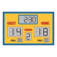 Scoreboard icon cartoon vector. Basketball equipment