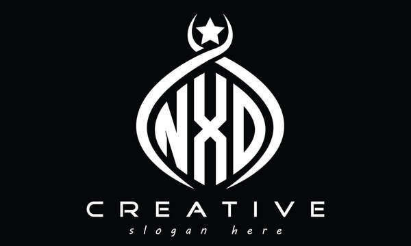 NXO three letters monogram curved oval initial logo design, geometric minimalist creative logo, vector template	