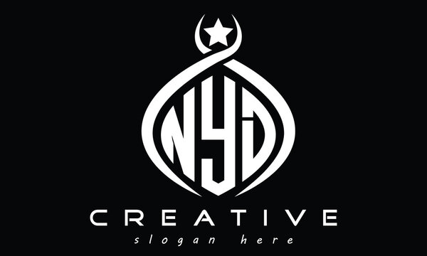 NYD three letters monogram curved oval initial logo design, geometric minimalist creative logo, vector template	