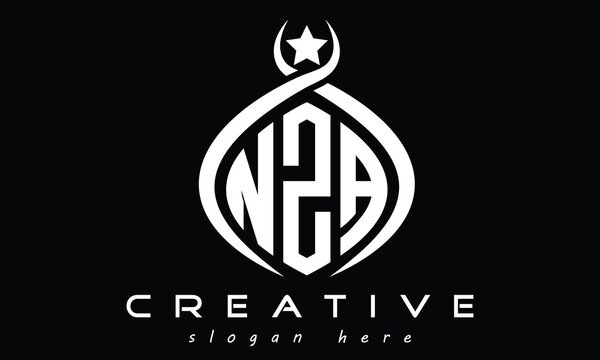 NZA three letters monogram curved oval initial logo design, geometric minimalist creative logo, vector template	