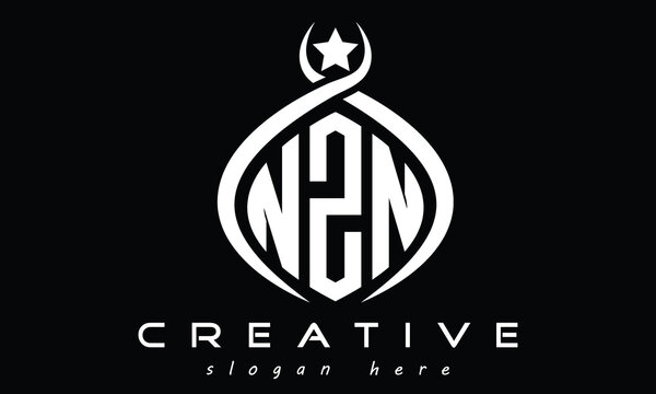 NZN three letters monogram curved oval initial logo design, geometric minimalist creative logo, vector template	