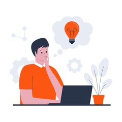 Human thinking illustration design concept. Illustration for websites, landing pages, mobile applications, posters and banners.