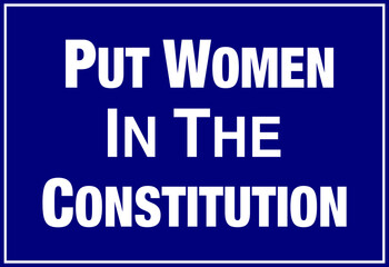 Put women in the constitution lettering notice board vector illustration on blue background