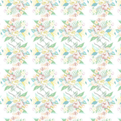 Pattern with apple flowers