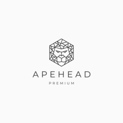 Ape head geometric logo vector icon design template