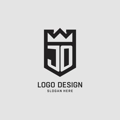 Initial JO logo shield shape, creative esport logo design