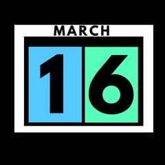 March 16 . colored flat daily calendar icon .date ,day, month .calendar for the month of March