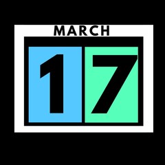 March 17 . colored flat daily calendar icon .date ,day, month .calendar for the month of March