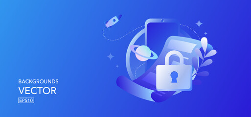 Internet security online concept ,digital cyber information network concept padlock.