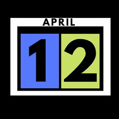 April 12 . colored flat daily calendar icon .date ,day, month .calendar for the month of April