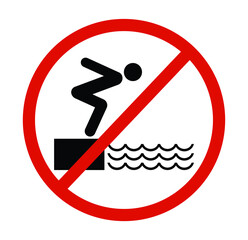 Swimming prohibited circle sign vector illustration isolated on white background