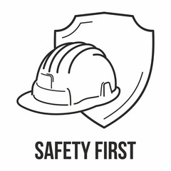 Occupational Safety and Health vector icons and signs set. Safety first, construction concept, safety hard hat, vector design