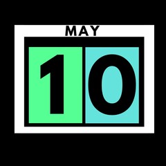 May 10 . colored flat daily calendar icon .date ,day, month .calendar for the month of May