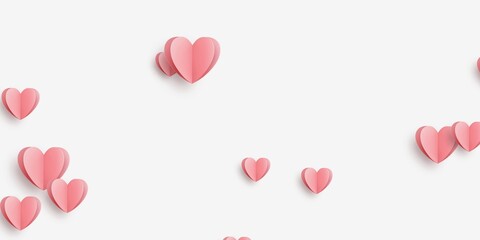 pink hearts on white background