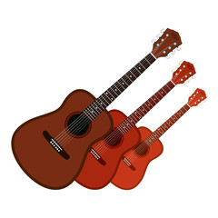 Fototapeta na wymiar Acoustic guitar, on a white background. Stringed musical instruments. flat style. illustration