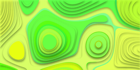 Abstract green background with circles . Creative and similar papercut design with Paper cut background design in green and yellow colors. paper cut vector art background banner texture website .