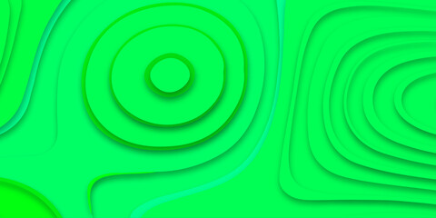 Abstract green background with circles . Creative and similar papercut design with Paper cut background design in green and yellow colors. paper cut vector art background banner texture website .