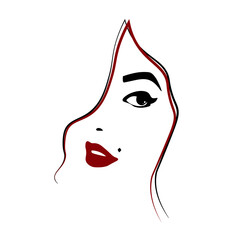 black white and red silhouette. gorgeous woman with red lipstick
