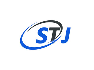 STJ letter creative modern elegant swoosh logo design